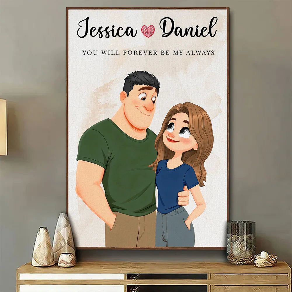 Personalized Couple Cartoon Portrait Wall Art - Romantic Gift for Partners Poster or Canvas MagicInPrints