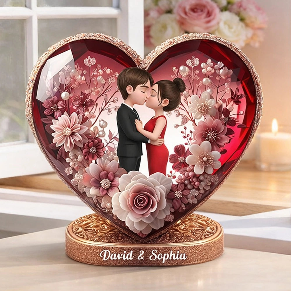 Personalized Heart-Shaped Crystal Keepsake for Couples - Romantic Gift Plaque MagicInPrints