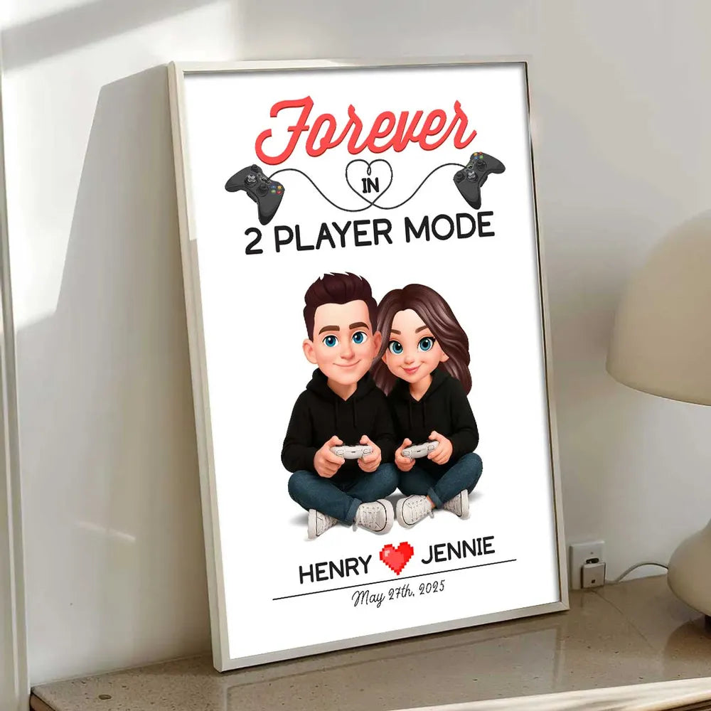 Custom Couple Gamer Poster for Gamers - Romantic Gift for Anniversary Poster or Canvas MagicInPrints
