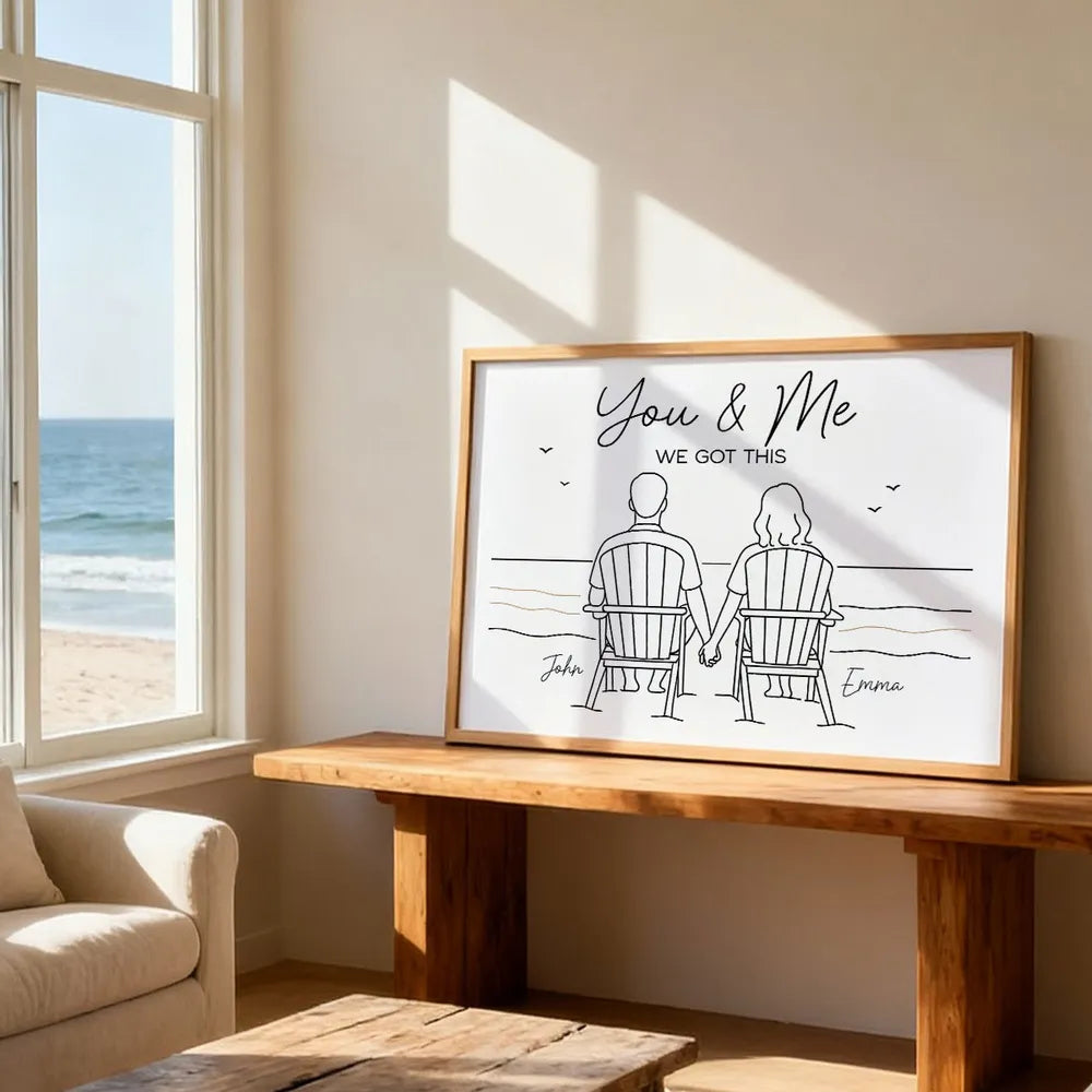 Personalized Couple Illustration Canvas Art - Romantic Gift for Couples Poster or Canvas MagicInPrints