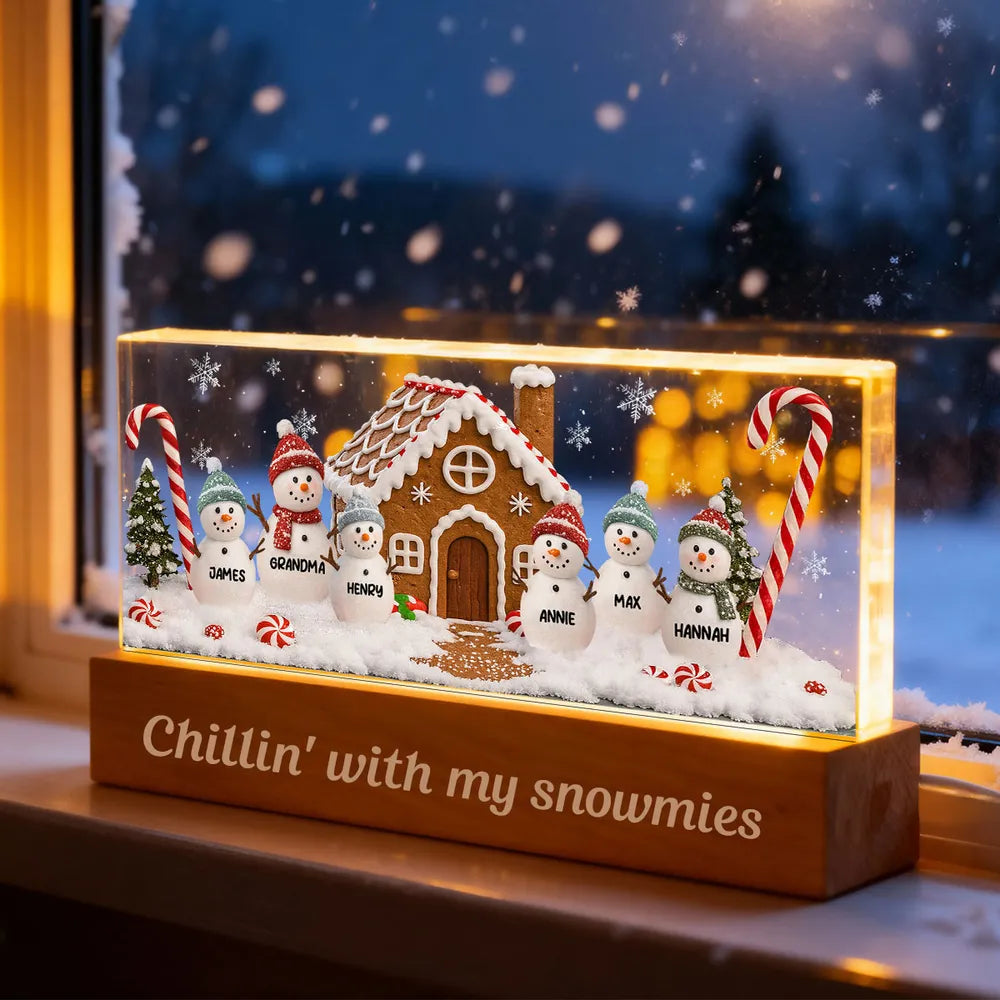 Personalized Family Snowman LED Light for Home - Holiday Decor Plaque MagicInPrints