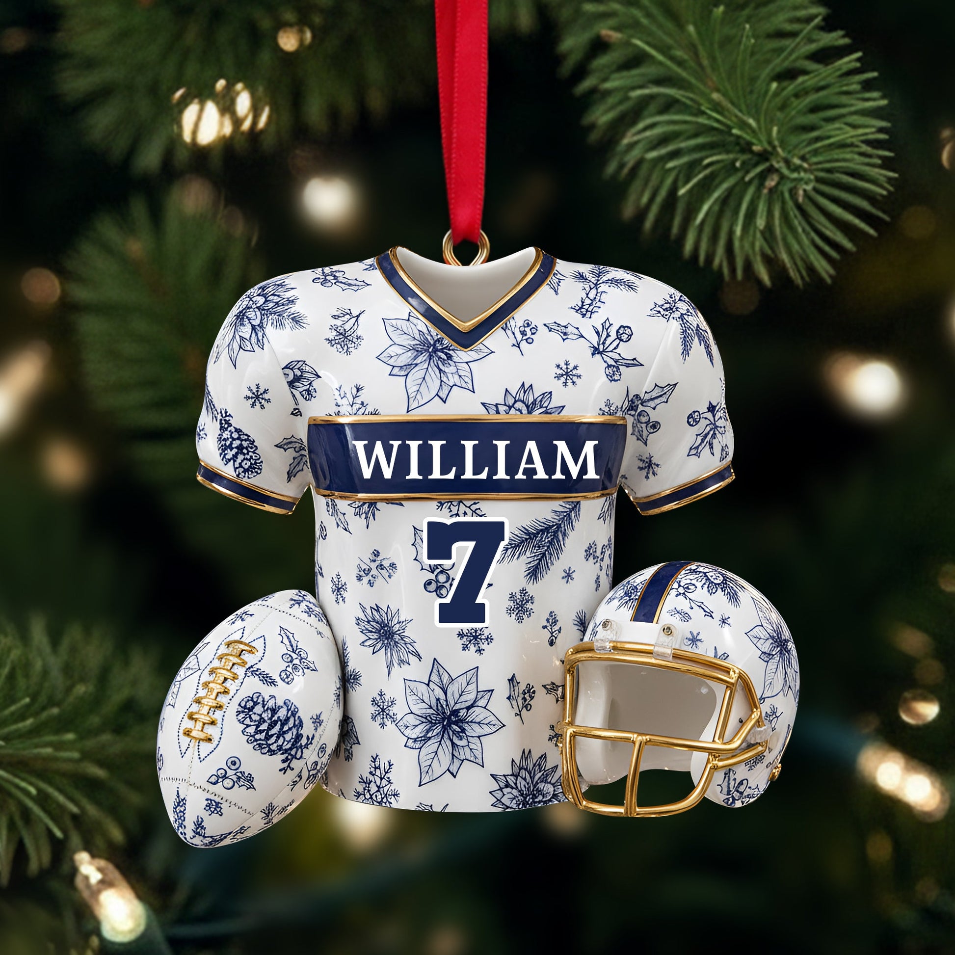 Personalized Christmas Festive Jersey Ornament Ornament MagicInPrints