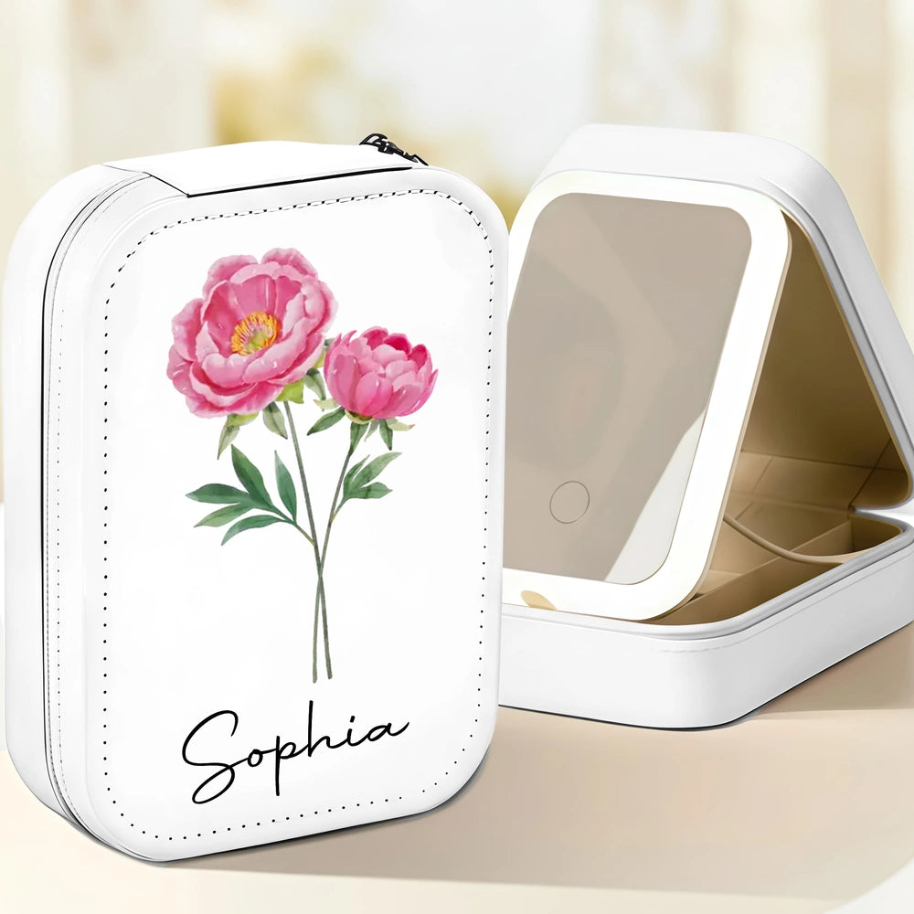 Personalized Floral Travel Makeup Case with Mirror - Gift for Her Beauty Tools MagicInPrints