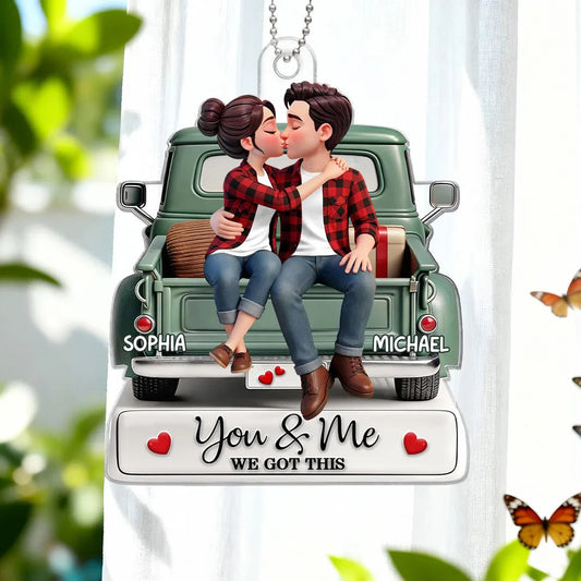 Personalized Couple Car Ornament for Lovers - Romantic Gift Car Hanger MagicInPrints