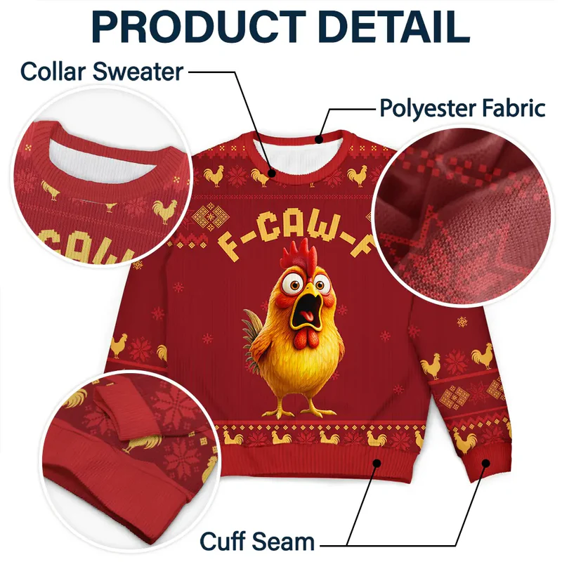 Funny Rooster Ugly Christmas Sweater for Adults - Holiday Humor Cloth MagicInPrints
