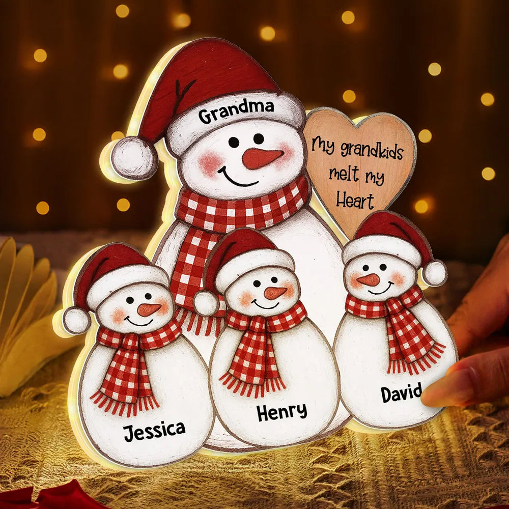 Personalized Snowman Family Light for Grandma - Christmas Decoration Plaque MagicInPrints