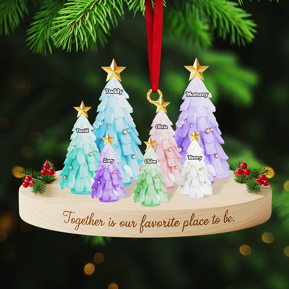 Personalized Gifts For Family, Christmas Tree Sea Glass Family Acrylic Ornament Ornament MagicInPrints