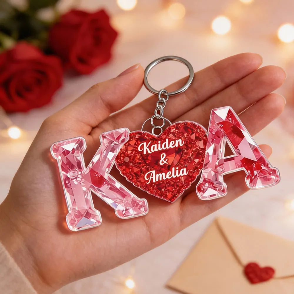Custom Initials Keychain for Couples - Heart Design Gift Keychain MagicInPrints