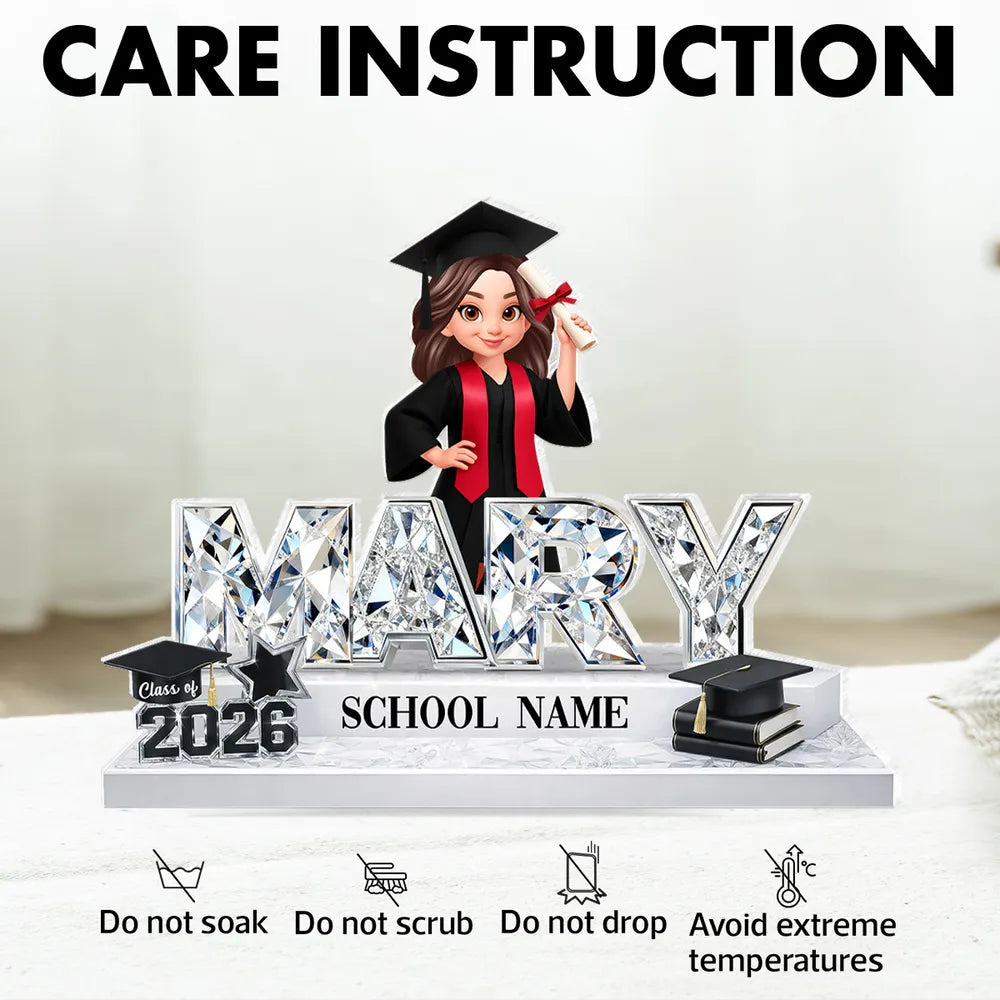 Personalized Graduation Crystal Name Plaque for Graduates - Class of 2026 Gift Plaque MagicInPrints