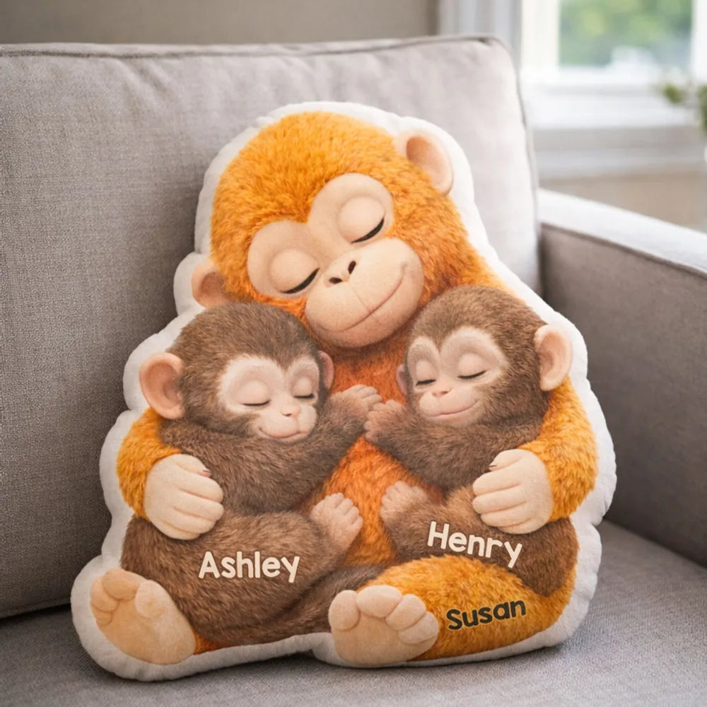 Personalized Monkey Hug Pillow for Mom and Child - Sentimental Gift Pillow MagicInPrints