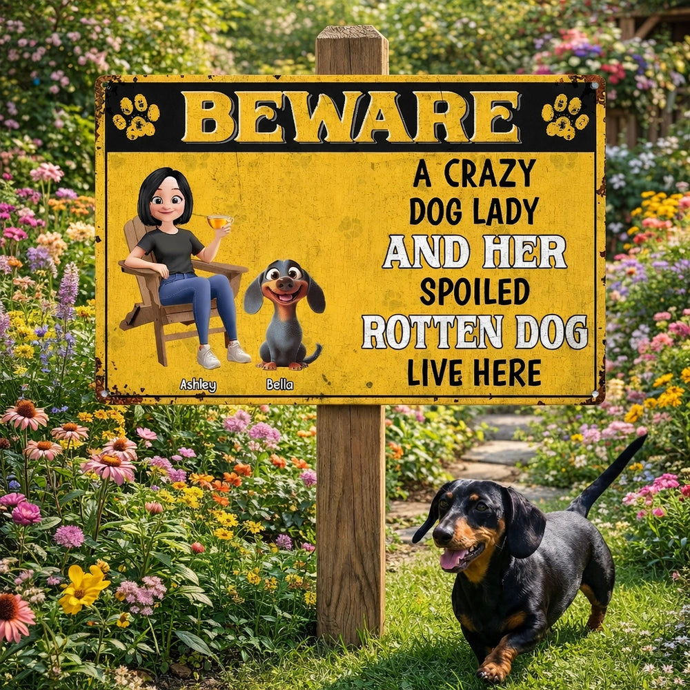 Personalized Dog Lover Garden Sign - Funny Pet Warning for Home Sign MagicInPrints
