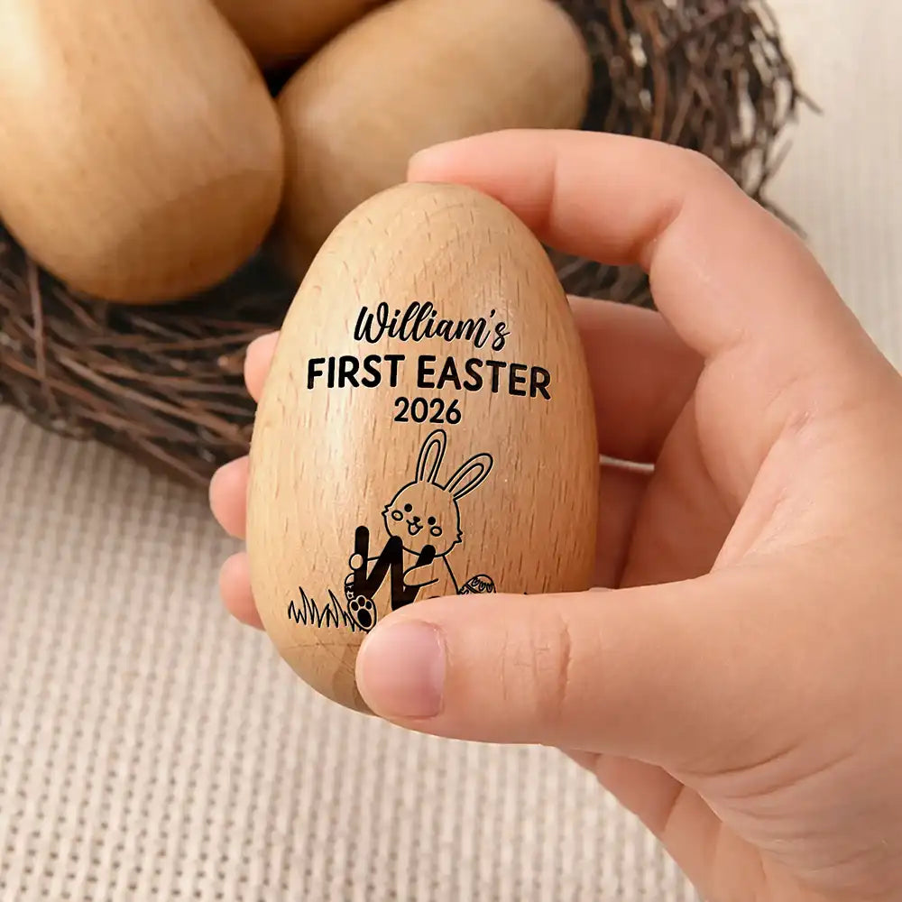 Personalized Wooden Easter Egg for Kids - First Easter Keepsake 2026 Musical Instruments MagicInPrints
