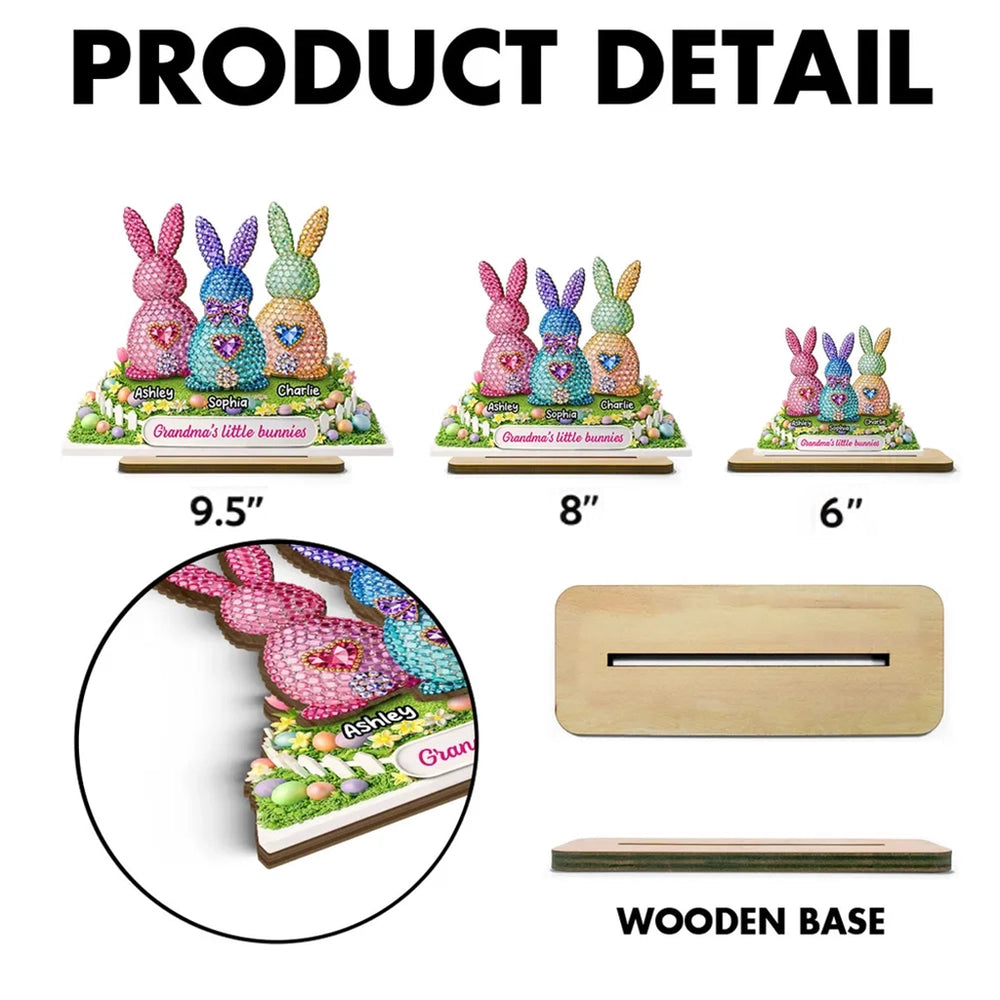 Personalized Crystal Bunny Figurines for Family - Easter Decoration Gift Plaque MagicInPrints