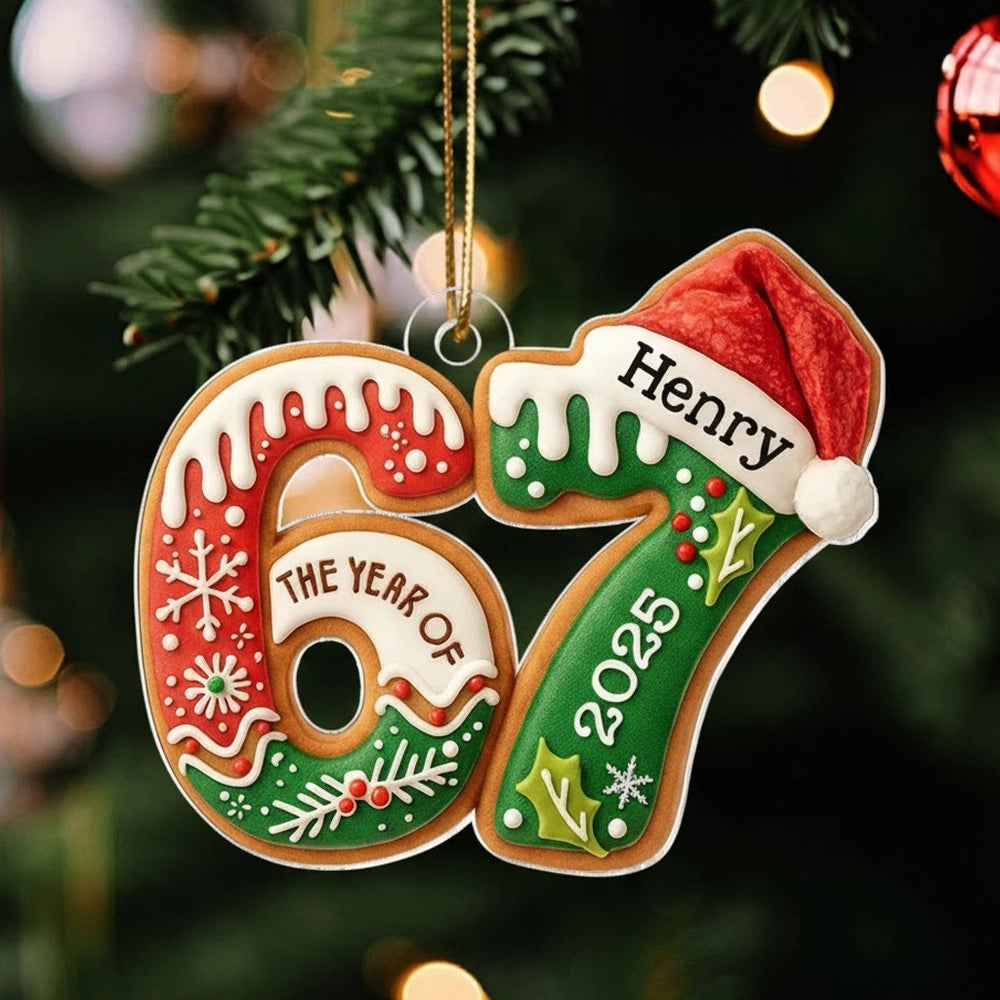 Personalized Christmas Ornament for Adults - Custom Year '67 with Santa Hat Ornament MagicInPrints