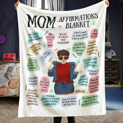 Personalized Cool Mom Affirmations Blanket Blanket PopCulturePrints