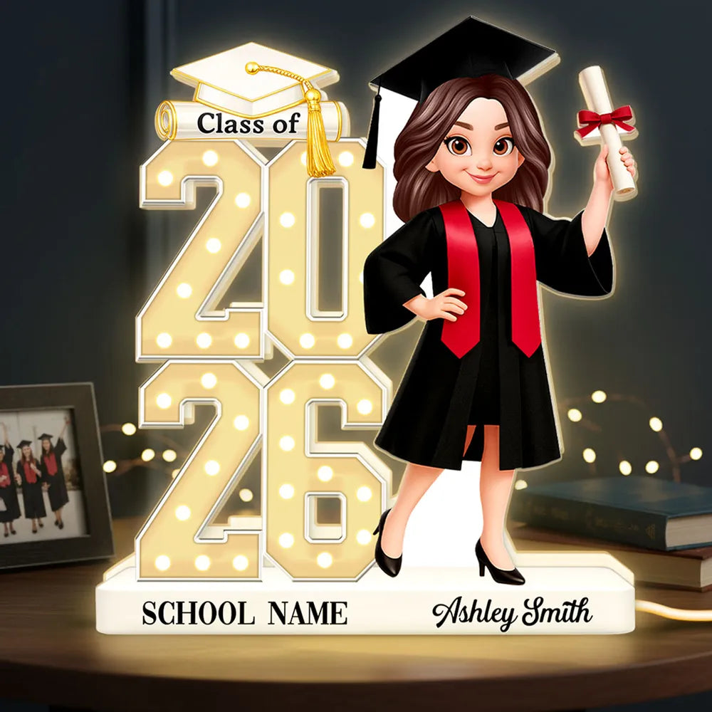 Personalized Graduation Light-Up Display for Class of 2026 - Custom School Name Plaque MagicInPrints