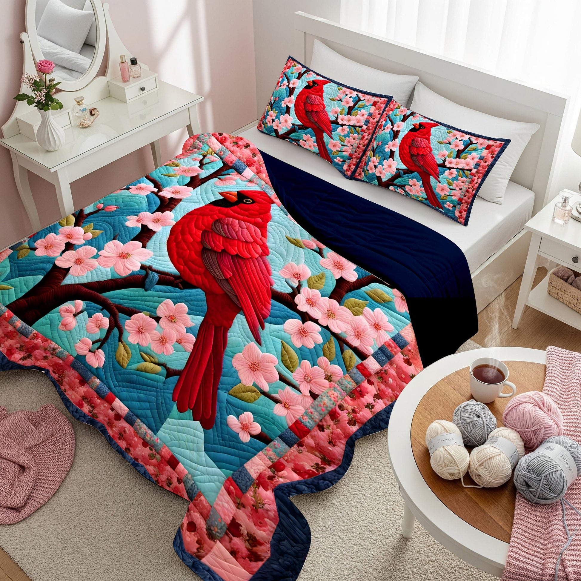 Embrace the Beauty of Cardinals - Personalized Quilt Bed Set - Perfect Gift for Cardinal Lovers Blanket MagicInPrints