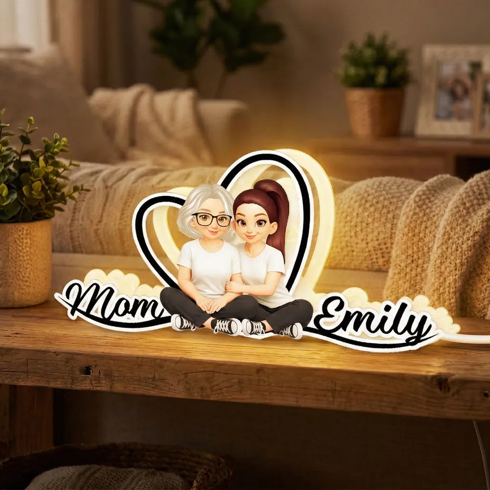 Personalized LED Night Light for Mom and Daughter - Heartwarming Gift Plaque MagicInPrints
