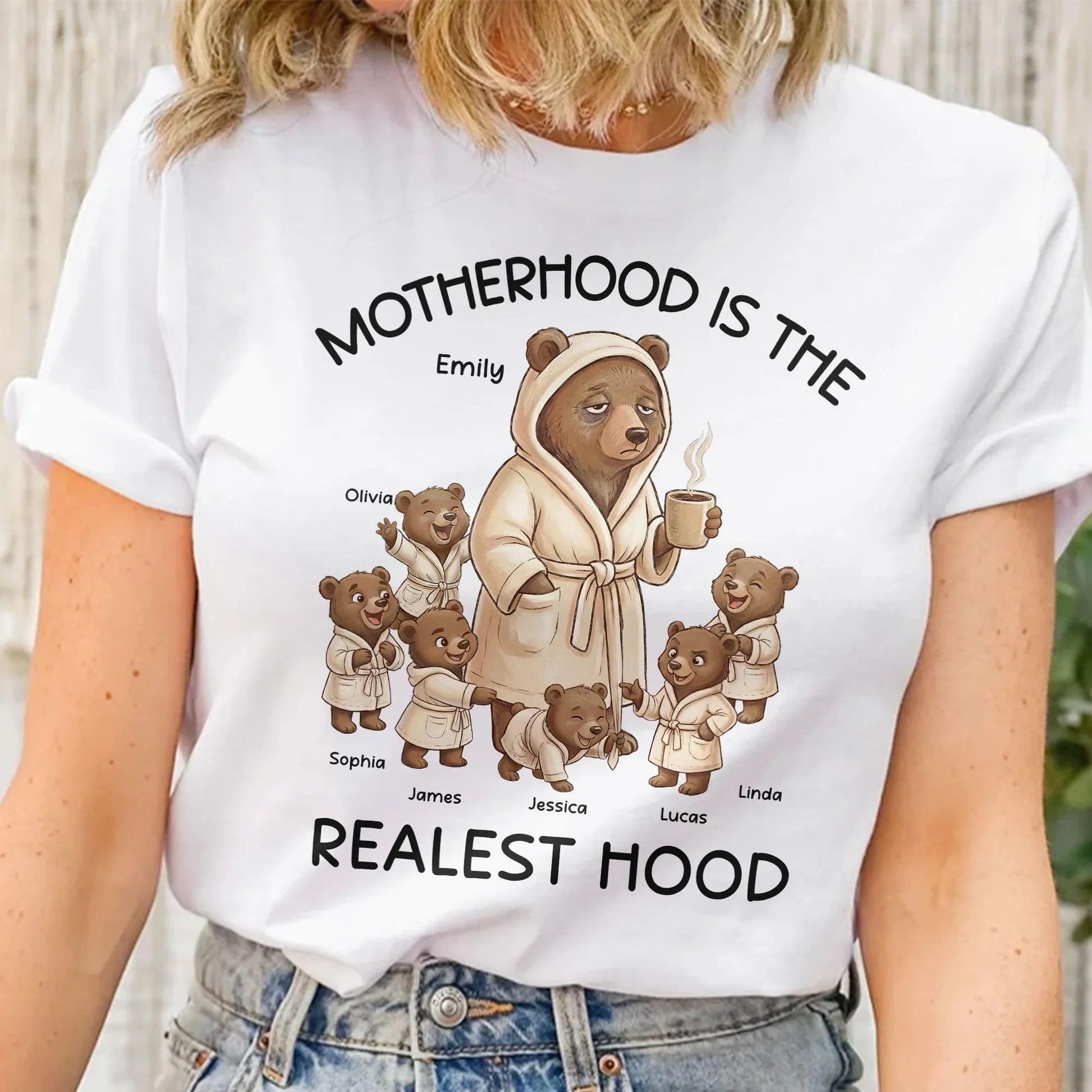 Personalized Motherhood T-Shirt for Moms - Funny Bear Family Design Cloth MagicInPrints