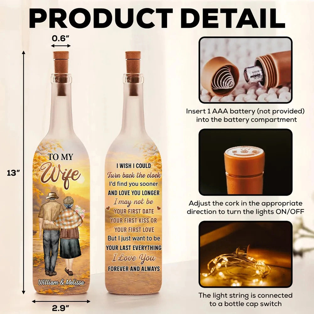 Personalized LED Wine Bottle Lamp for Wife - Romantic Anniversary Gift Lamp MagicInPrints