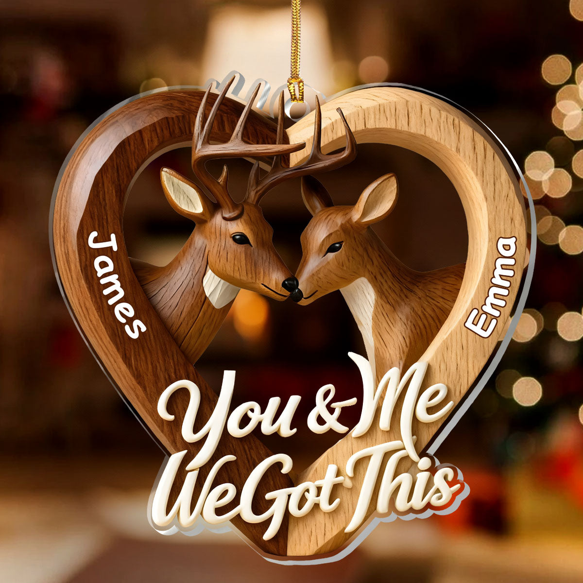 Personalized Deer Couple Ornament for Couples - Romantic Christmas Gift Ornament MagicInPrints