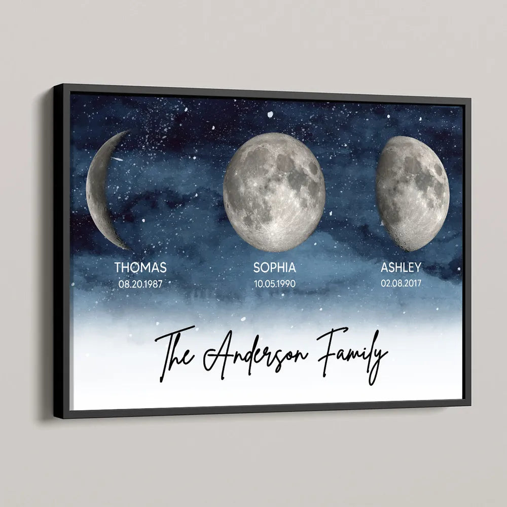 Personalized Moon Phase Family Print for Home Decor - Anniversary or Birthday Gift Poster or Canvas MagicInPrints