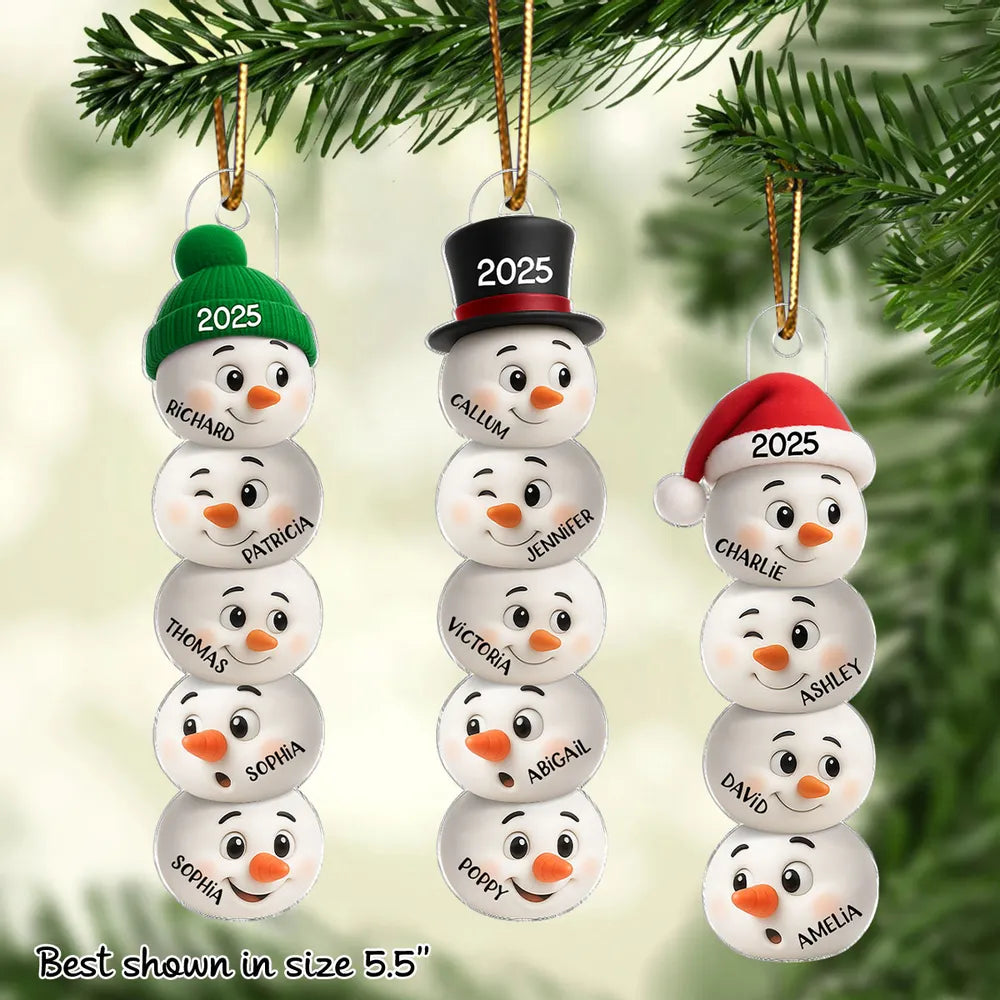 Personalized Snowman Family Christmas Ornaments 2025 - Holiday Tree Decoration Ornament MagicInPrints