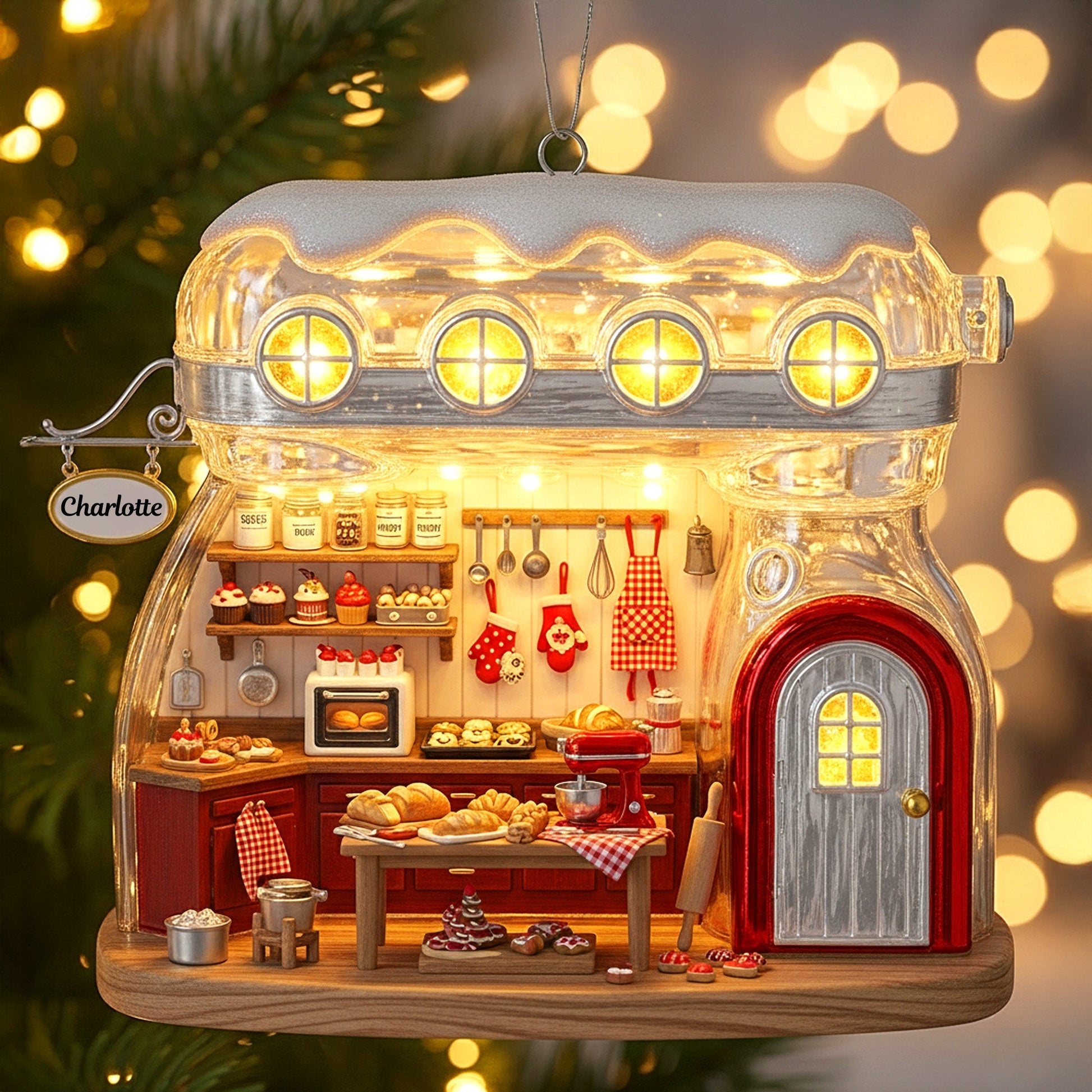 Baking Dreams Come True - Cozy House Acrylic Ornament, Customizable Gift for Baking Lovers Ornament MagicInPrints