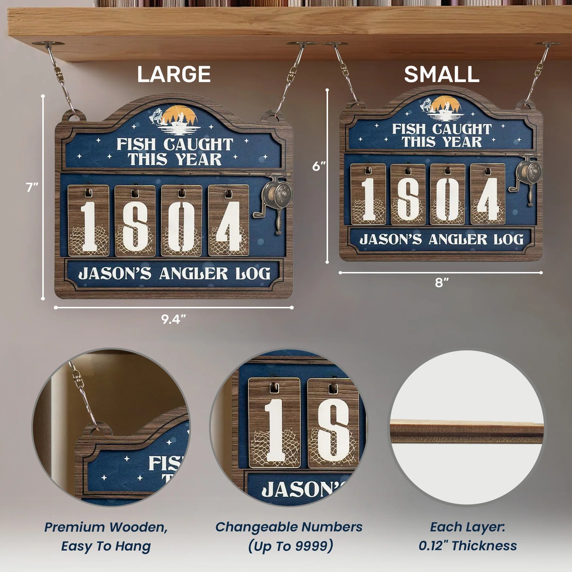 Customizable Wooden Fishing Log Sign for Anglers - Perfect Gift for Fishing Enthusiasts Sign MagicInPrints