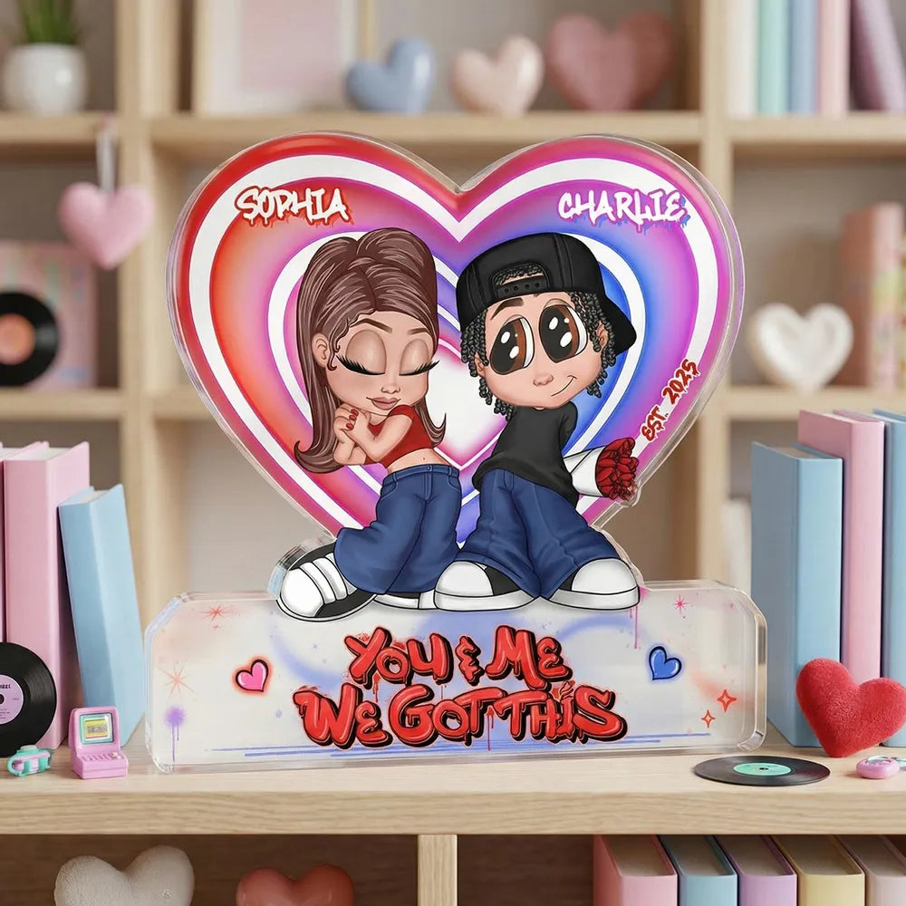 Personalized Heart-Shaped Acrylic Couple Figurine - Romantic Gift for Anniversaries Plaque MagicInPrints