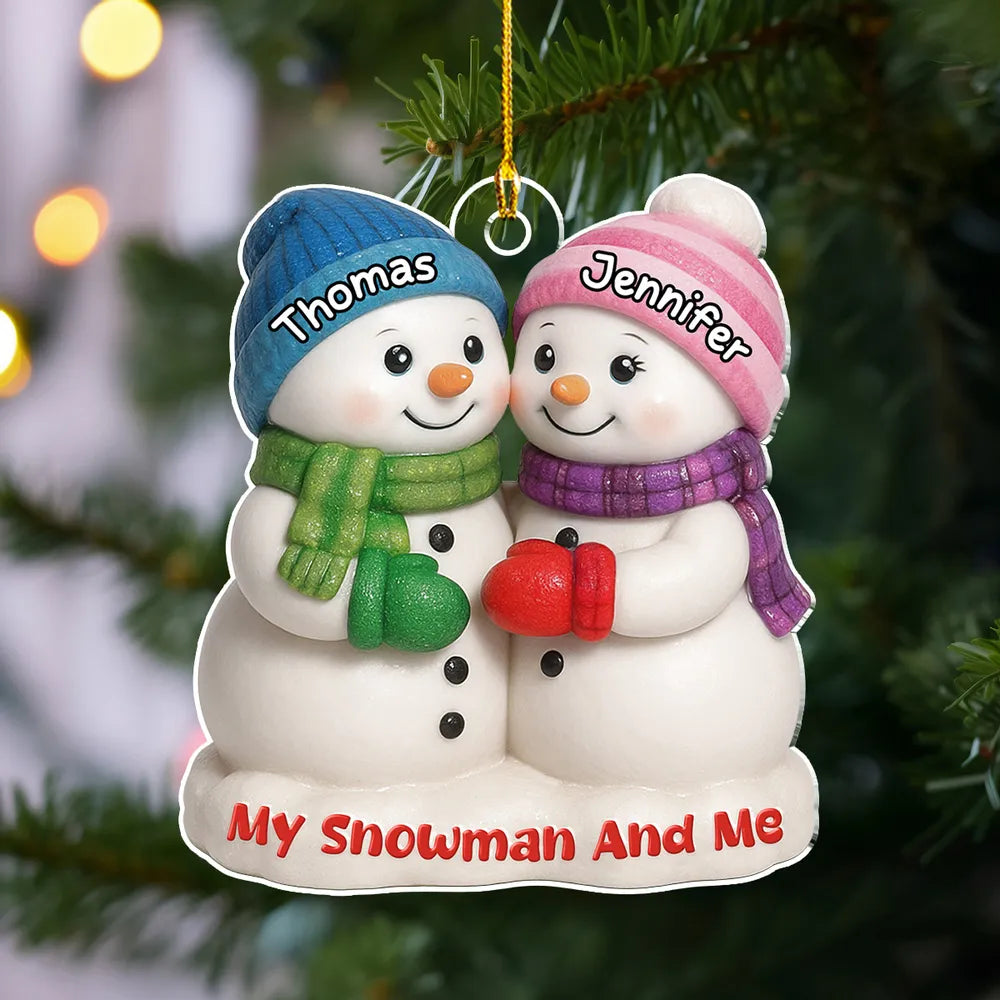 Personalized Snowman Couple Ornament for Christmas - Custom Names Ornament MagicInPrints