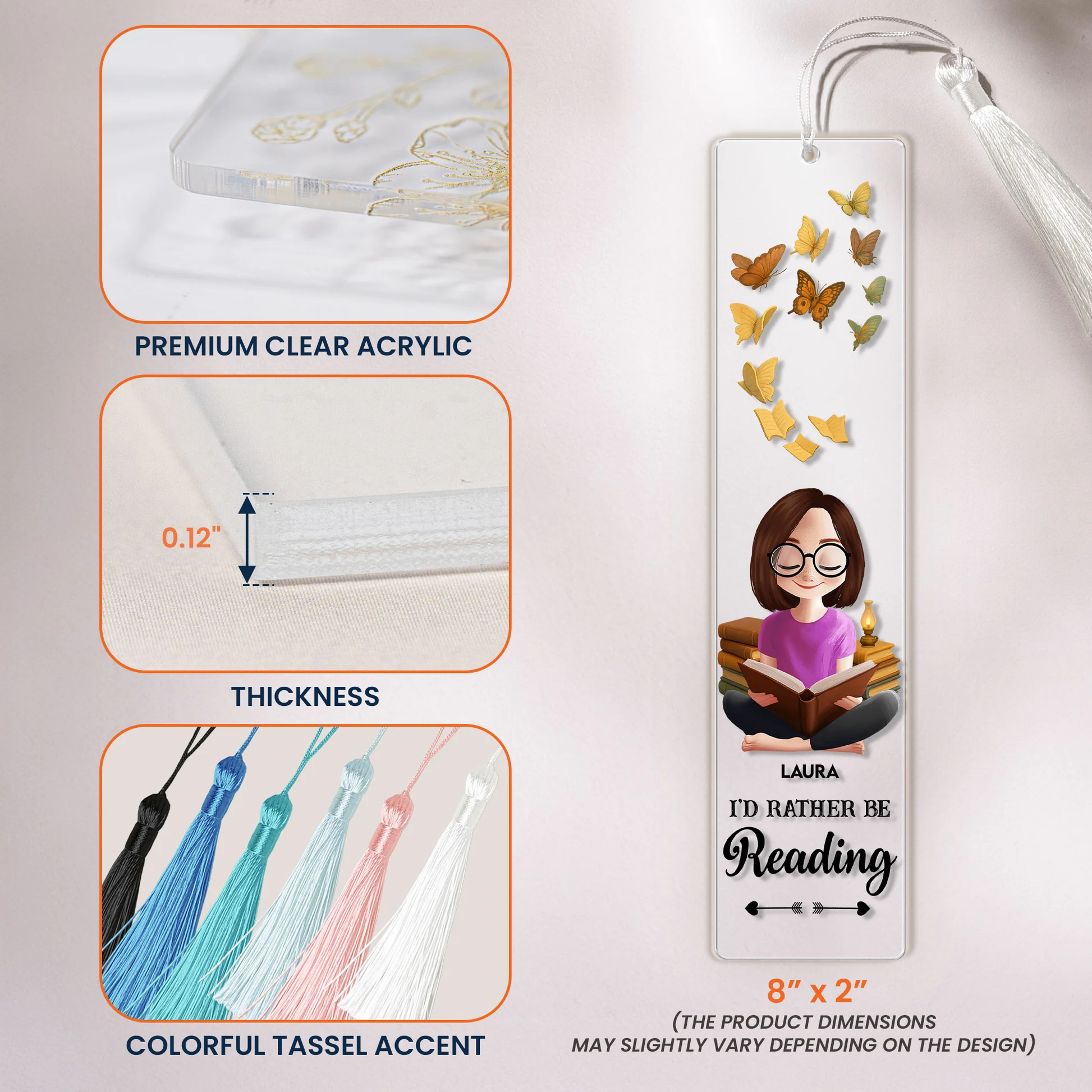 Personalized Book Lover Bookmarks with Tassels for Readers - Gift for Bookworms Stationery MagicInPrints