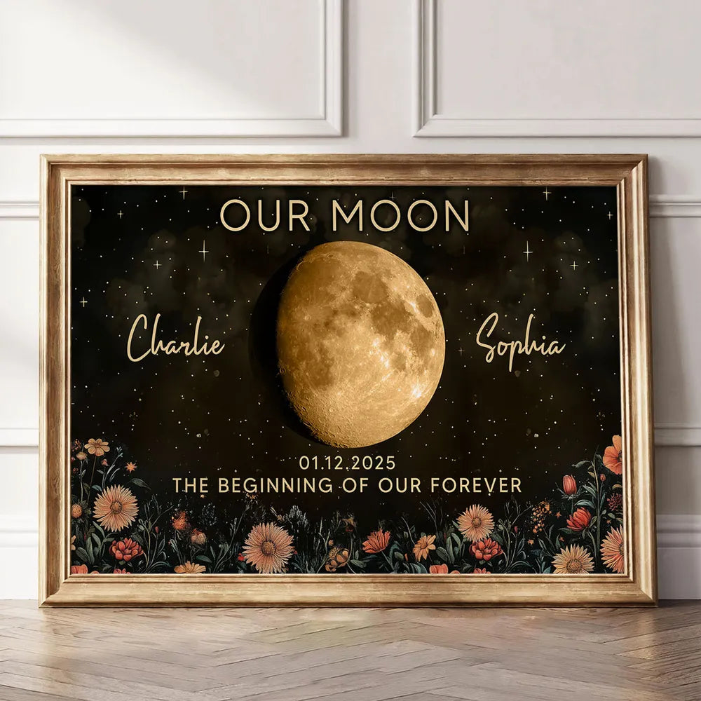 Personalized Moon Phase Canvas Art for Couples - Anniversary Gift Poster or Canvas MagicInPrints