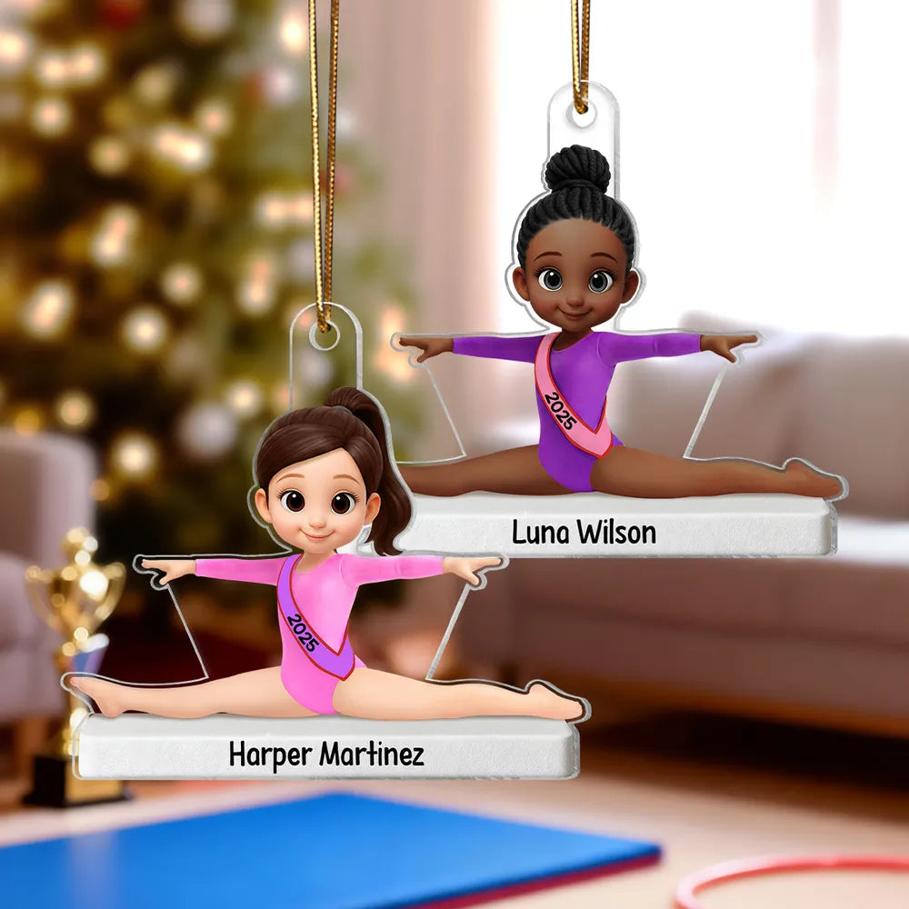 Personalized Gymnastics Ornament for Kids - Custom Name & Year - Christmas Decor Ornament MagicInPrints