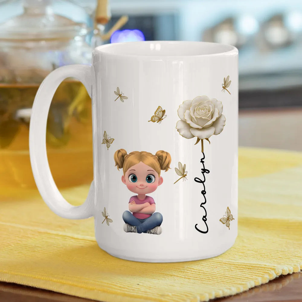 Personalized Kids Mug with Cartoon Character and Floral Design - Gift for Children Cup MagicInPrints