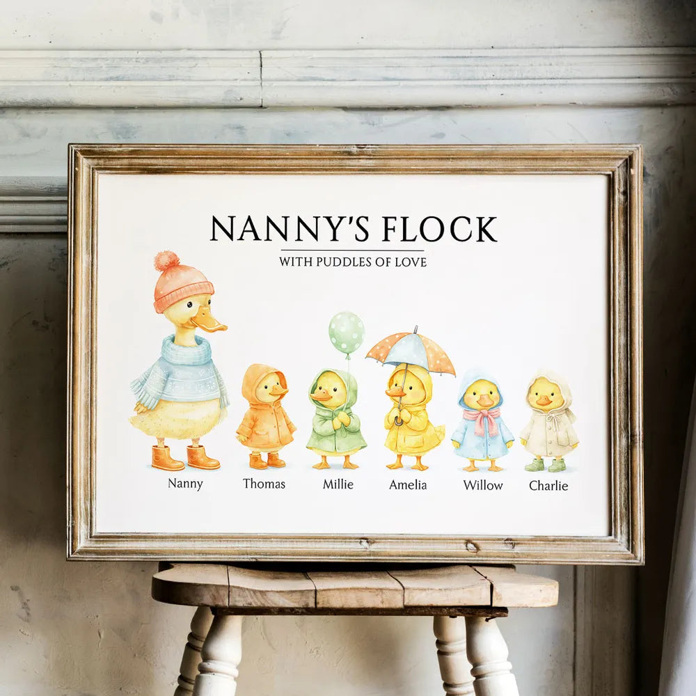 Personalized Duck Family Print for Nanny - Sentimental Gift for Grandparents Poster or Canvas MagicInPrints