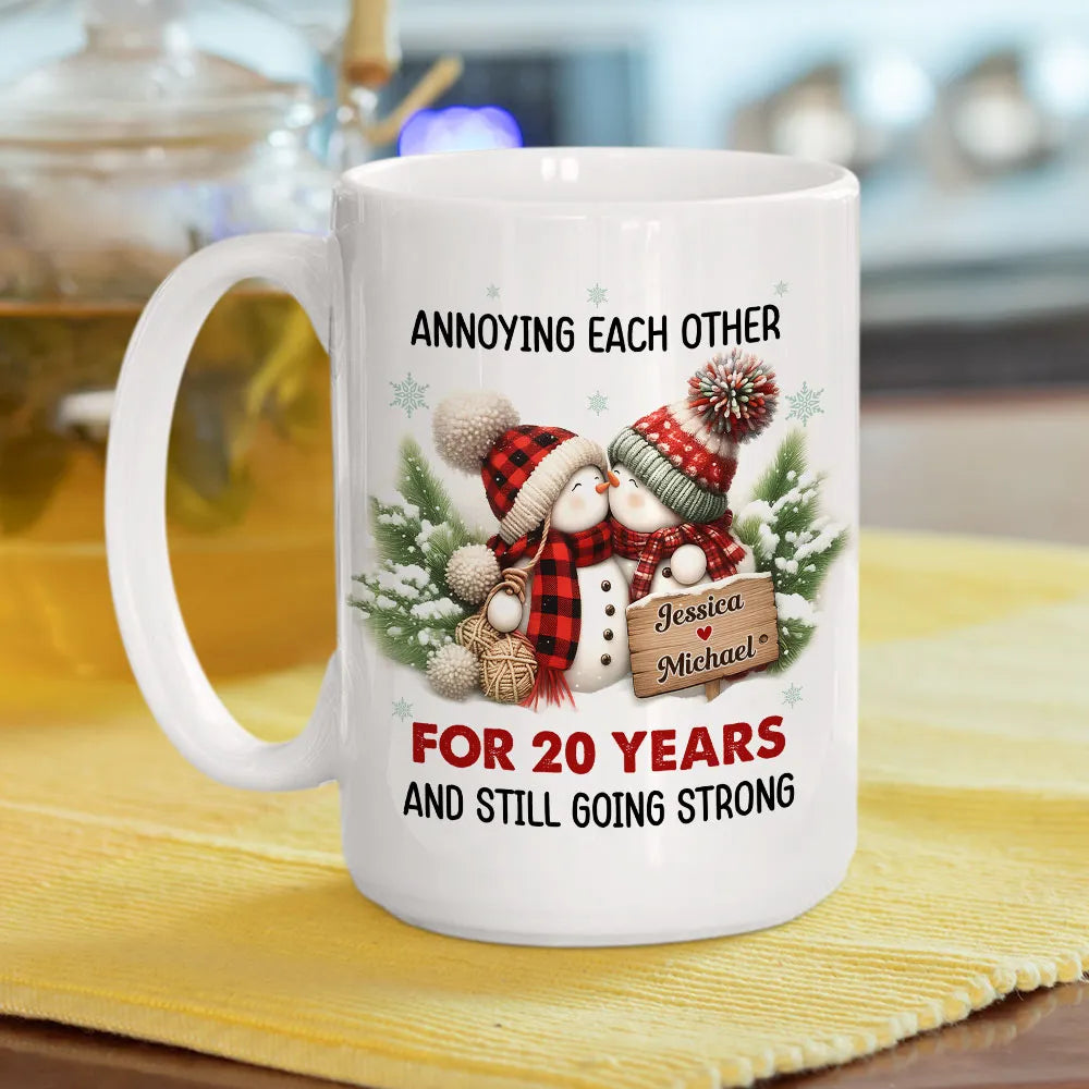 Personalized Anniversary Mug for Couples - Cute Snowman Design - 1 Year Celebration Cup MagicInPrints