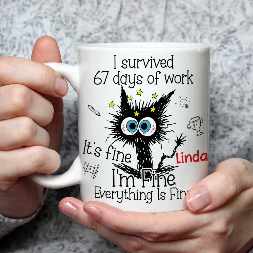Custom Funny Cat Mug for Office Workers - Work Stress Relief Gift Cup MagicInPrints