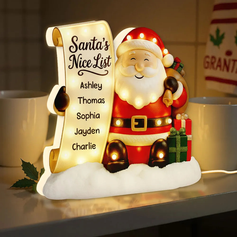 Personalized Santa's Nice List LED Light for Kids - Christmas Decor Plaque MagicInPrints