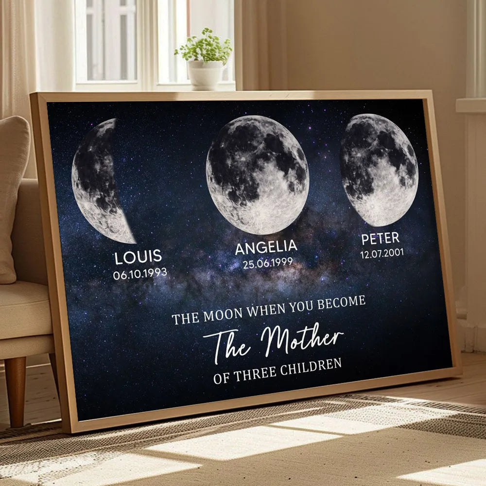 Personalized Moon Phase Family Canvas for Mothers - Sentimental Gift Poster or Canvas MagicInPrints