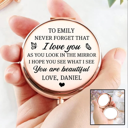 Personalized Compact Mirror for Her - Engraved Love Message Gift Beauty Tools MagicInPrints