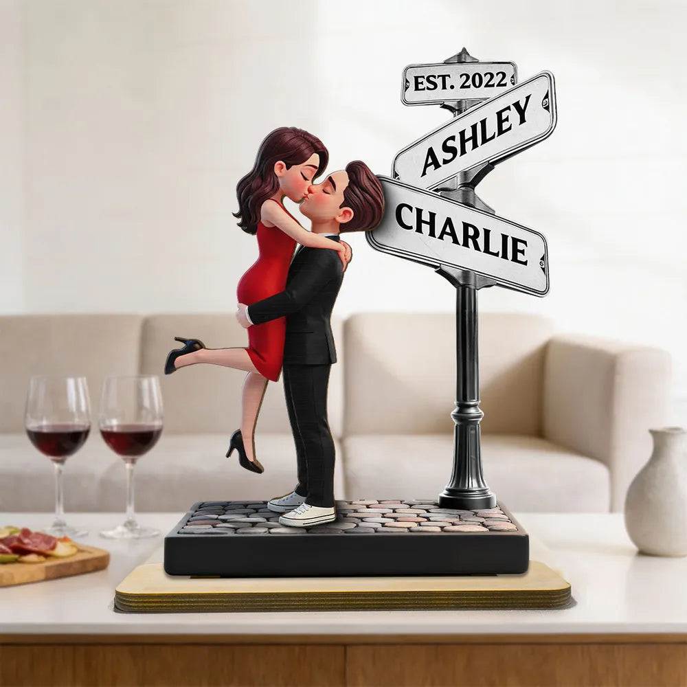 Personalized Couple Figurine with Street Sign - Romantic Gift for Anniversaries Plaque MagicInPrints
