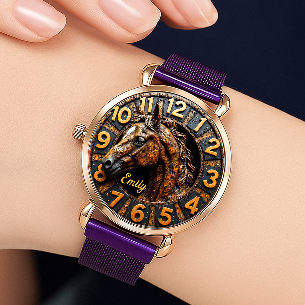Personalized Gifts For Horse Lovers Mesh Strap Quartz Watch Quartz Watch MagicInPrints