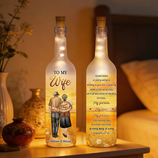 Personalized LED Wine Bottle Lamp for Wife - Romantic Anniversary Gift Lamp MagicInPrints