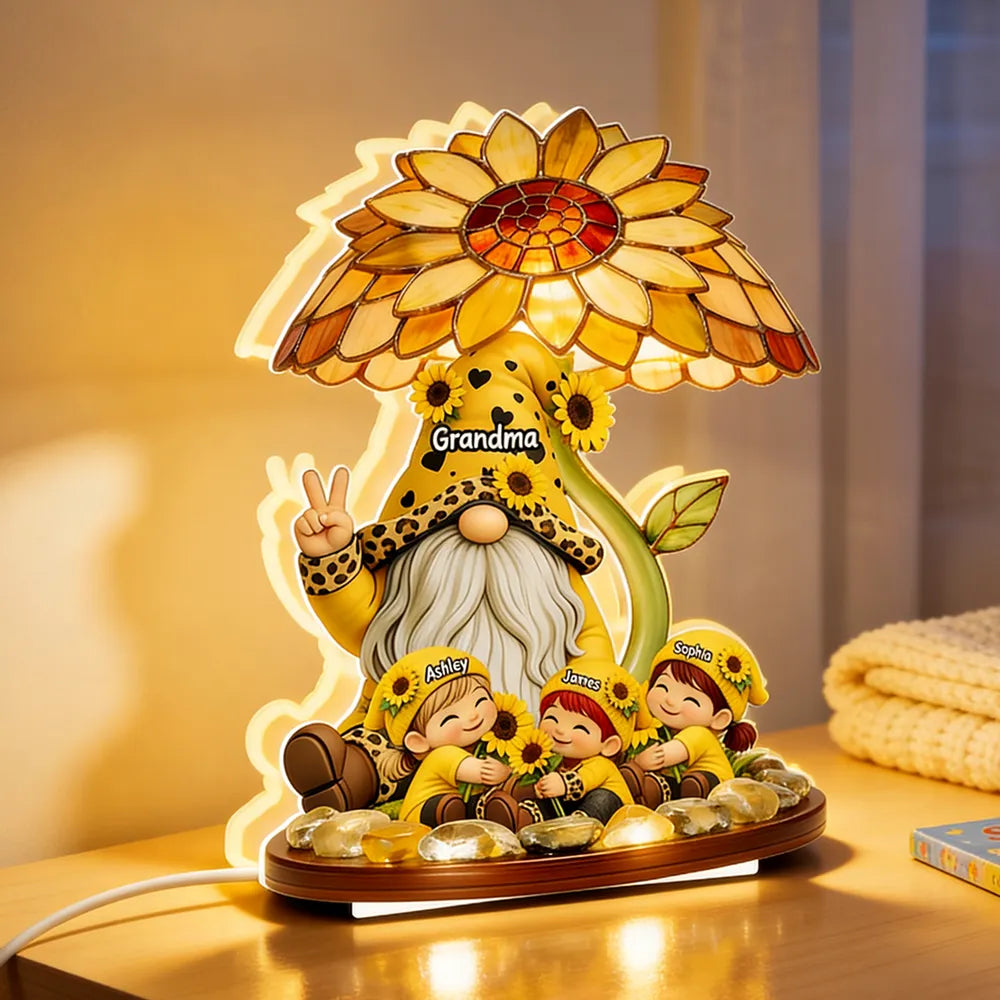 Personalized Grandma Gnome Lamp for Family - Cozy Home Decor Gift Plaque MagicInPrints