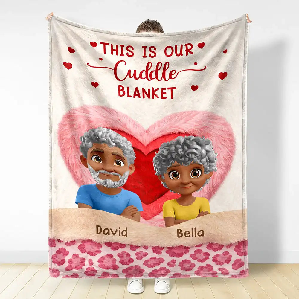 Personalized Cuddle Blanket for Couples with Cartoon Characters - Romantic Gift Blanket MagicInPrints