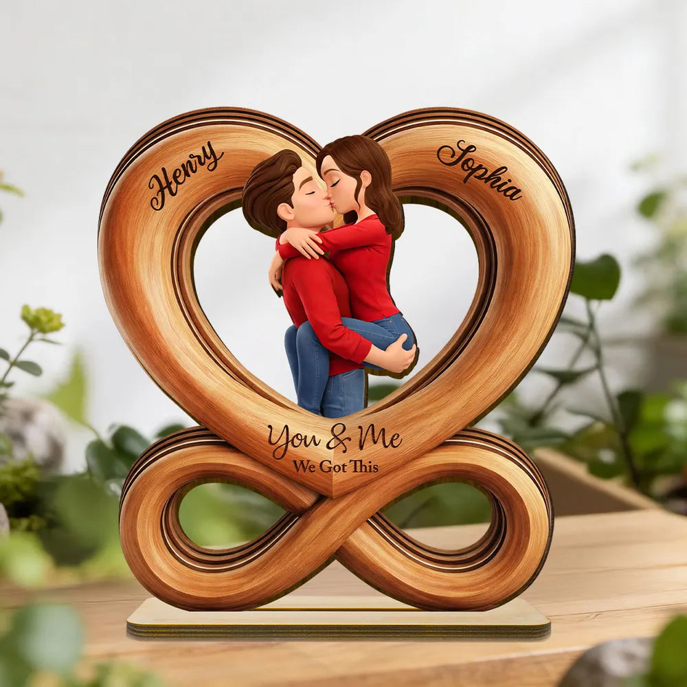 Personalized Wooden Infinity Heart Sculpture for Couples - Romantic Gift Plaque MagicInPrints