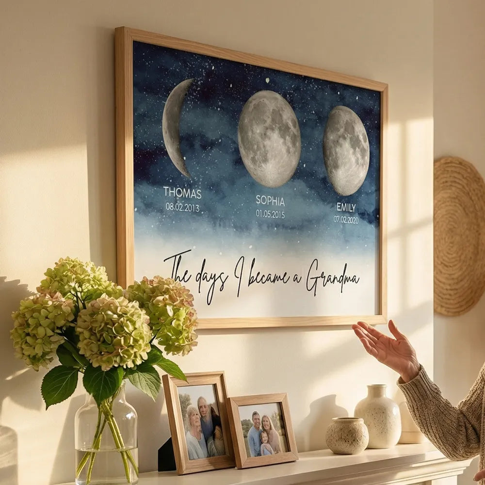 Personalized Moon Phase Print for Grandma - Sentimental Gift Poster or Canvas MagicInPrints