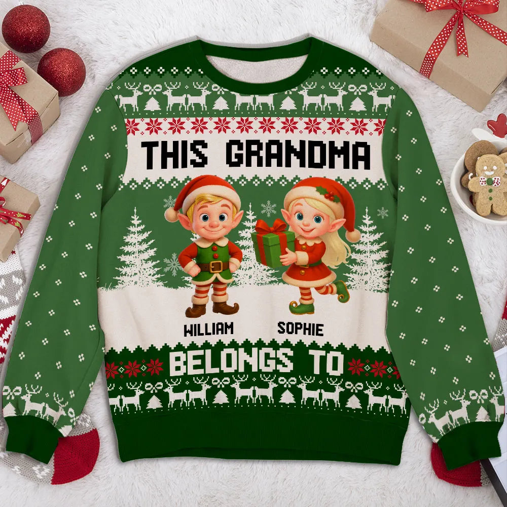 Personalized Christmas Sweater for Nana with Elf Design - Holiday Gift Cloth MagicInPrints