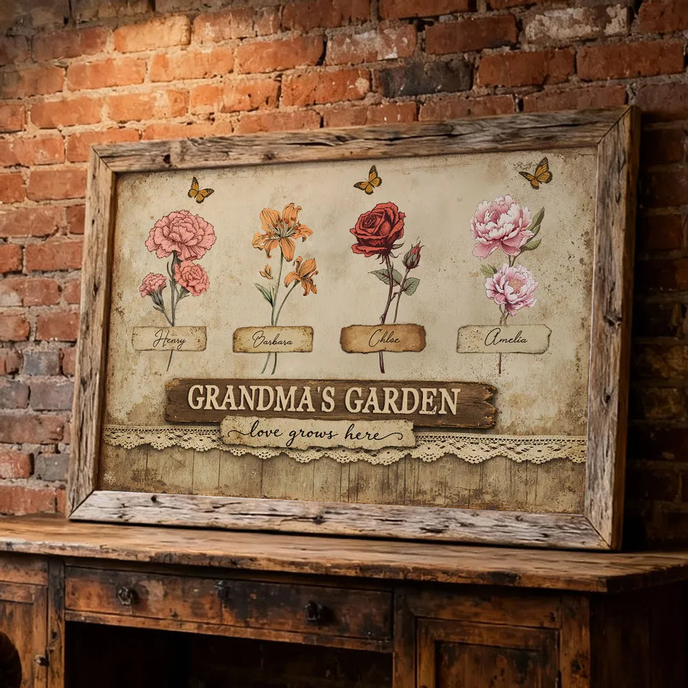 Personalized Grandma's Garden Floral Canvas Wall Art - Family Gift Poster or Canvas MagicInPrints